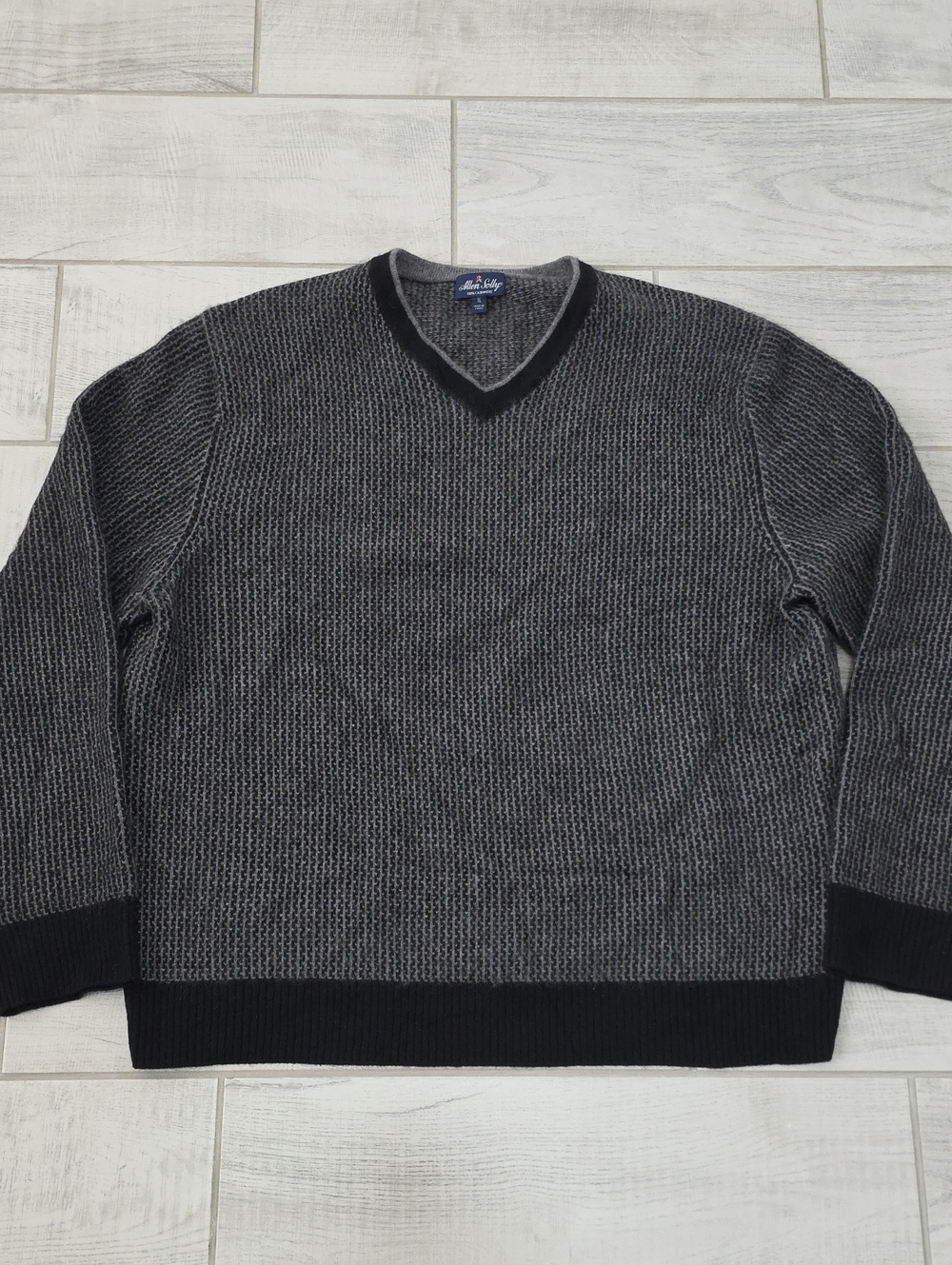 Allen Solly 100% Cashmere Sweater Mens Size XL Black/Grey Pretty Cozy
